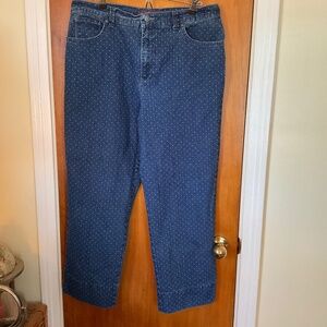 Gloria Vanderbilt Amanda Polka Dot Jeans Sz 16 Missy Average Dark Blue Stretch
